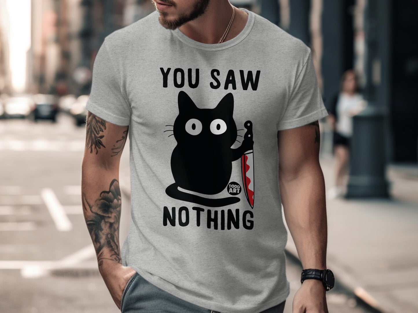 You Saw Nothing Cat Graphic Printed T-Shirt