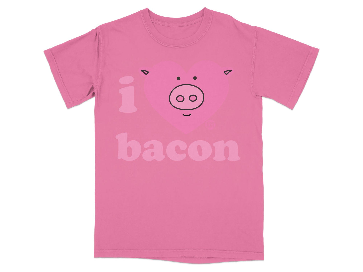 I Love Bacon Pig Face Graphic Pink T-shirt