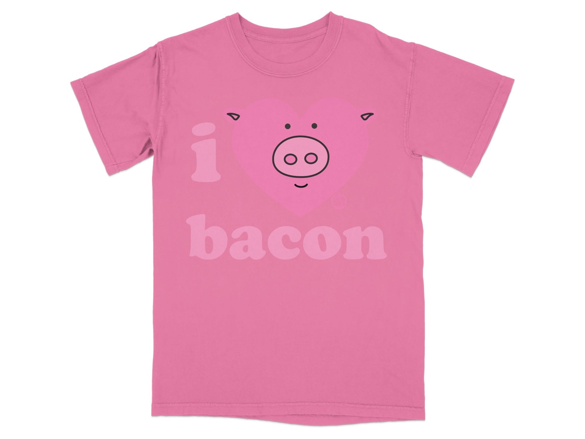 I Love Bacon Pig Face Graphic Pink T-shirt