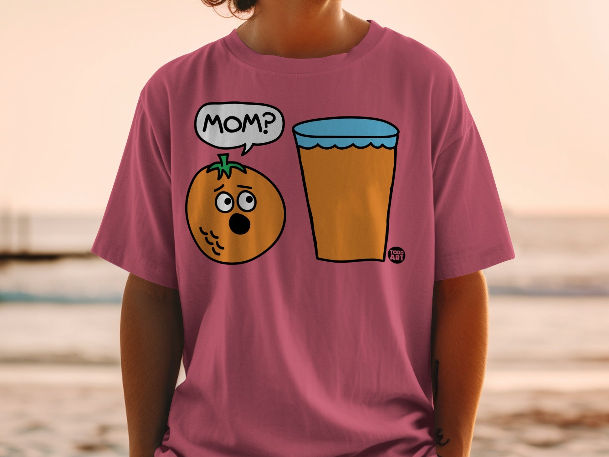 Funny orange asks MOM juice glass design product type