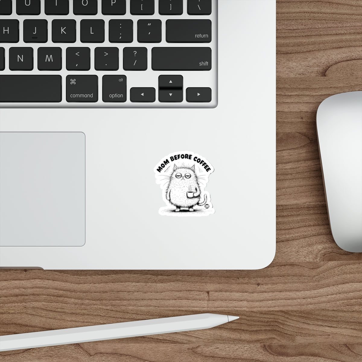 Mom Before Coffee Funny Cartoon Sticker for Laptops