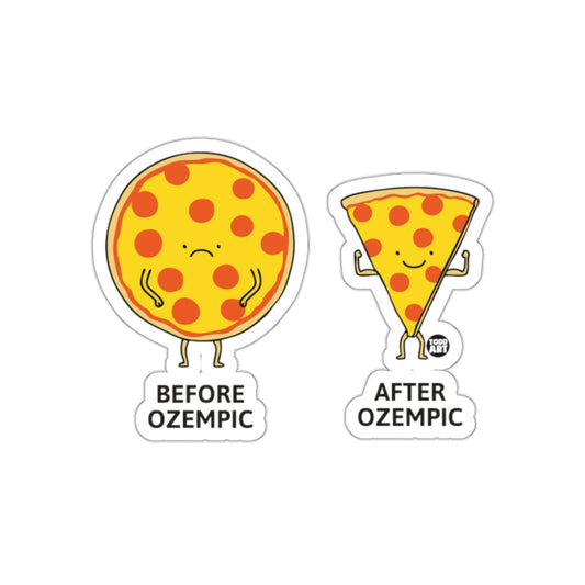 Funny Pizza Transformation Before After Ozempic sticker