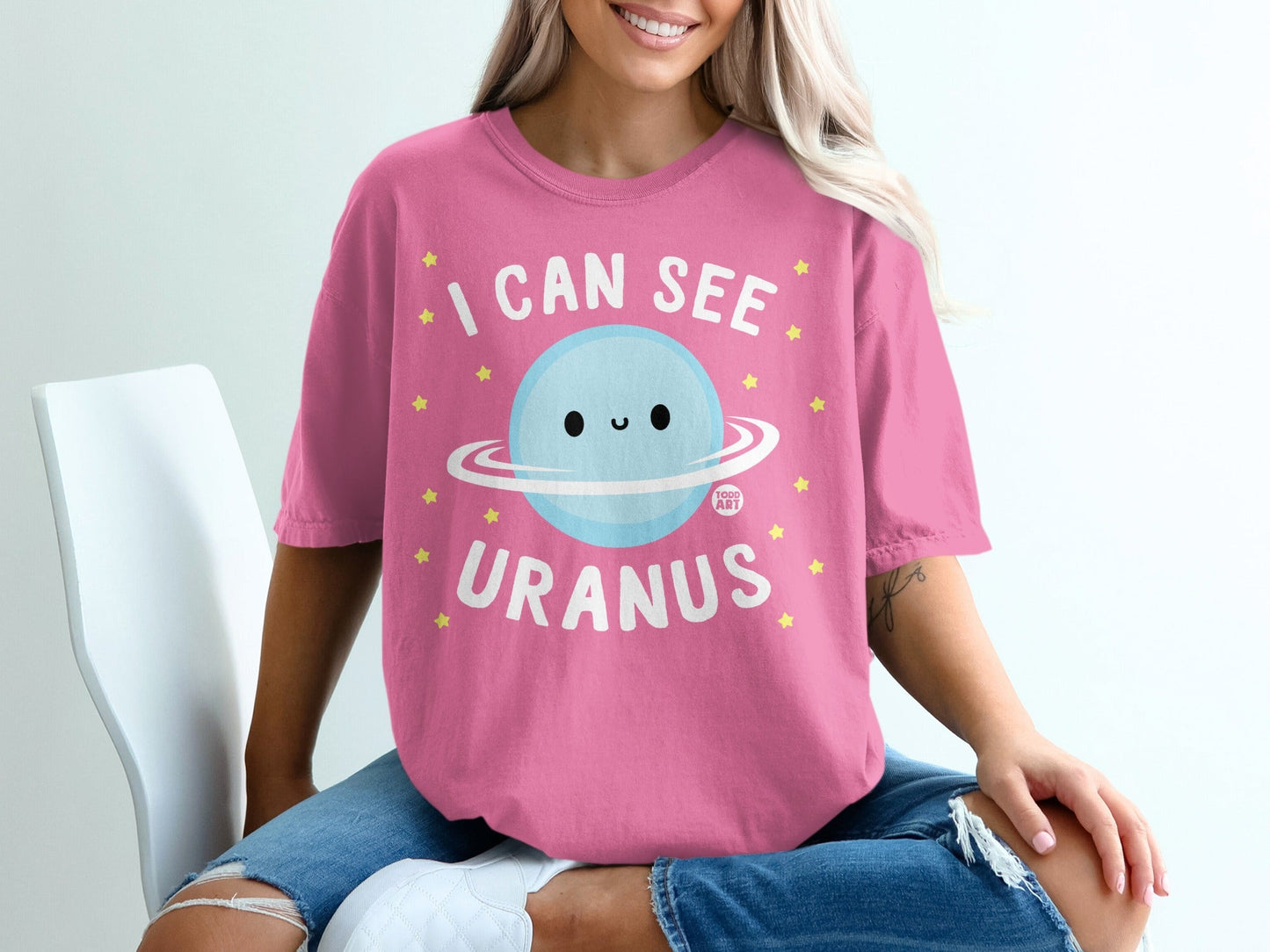 I Can See Uranus Cute Kawaii Planet T-Shirt