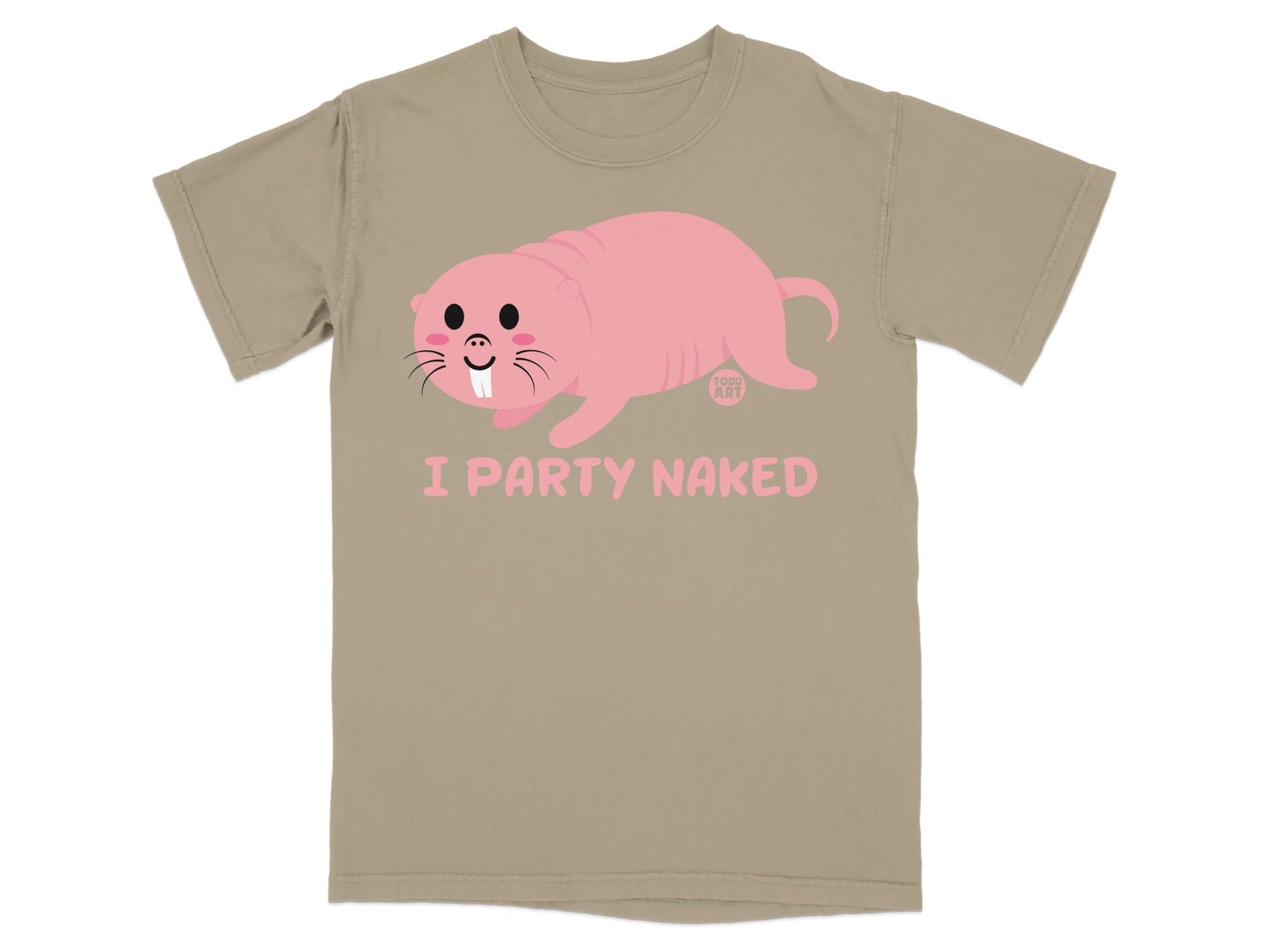 I Party Naked Cute Cartoon T-shirt for Fun Events