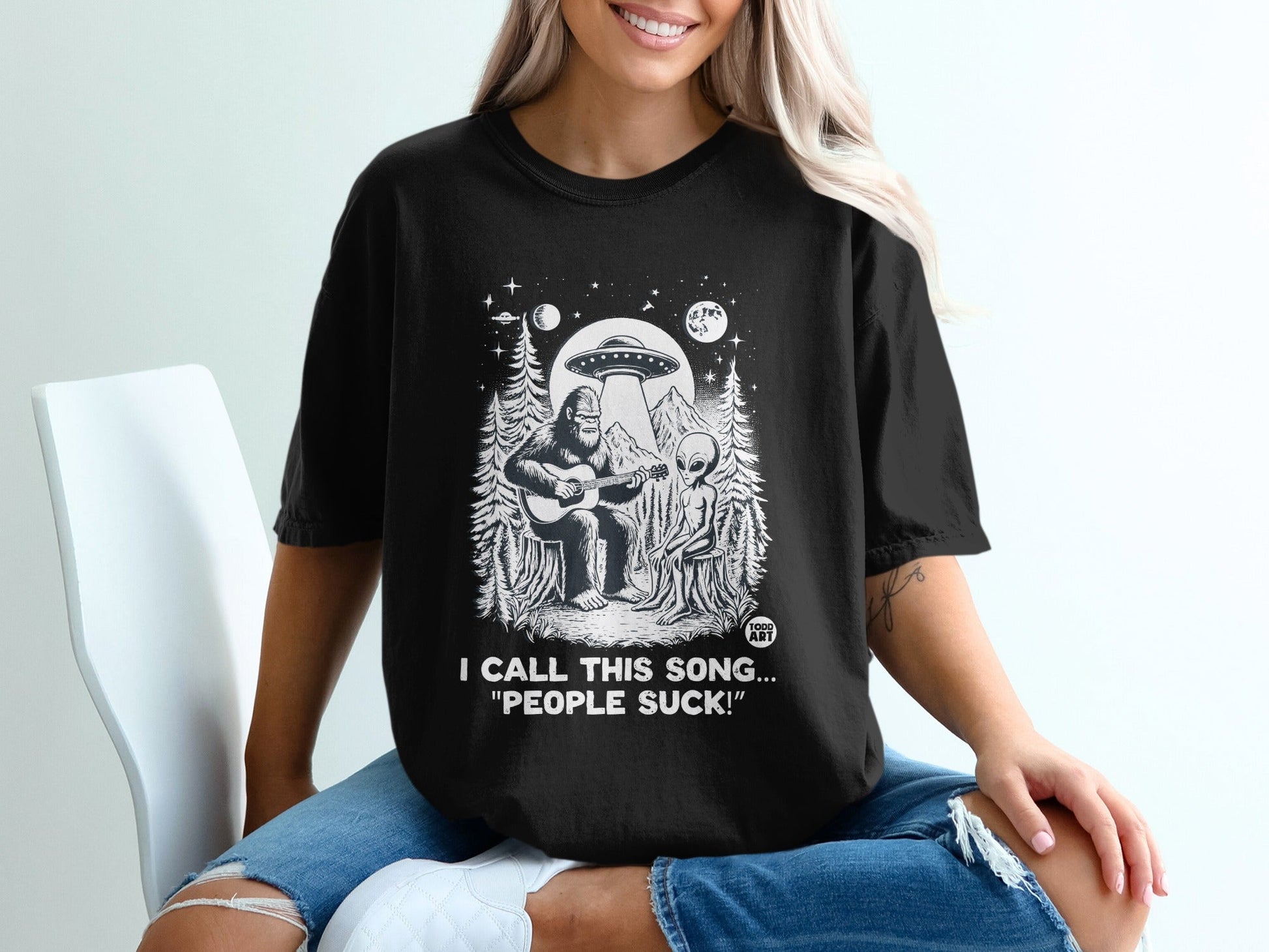 I Call This Song People Suck Bigfoot and Alien T-Shirt