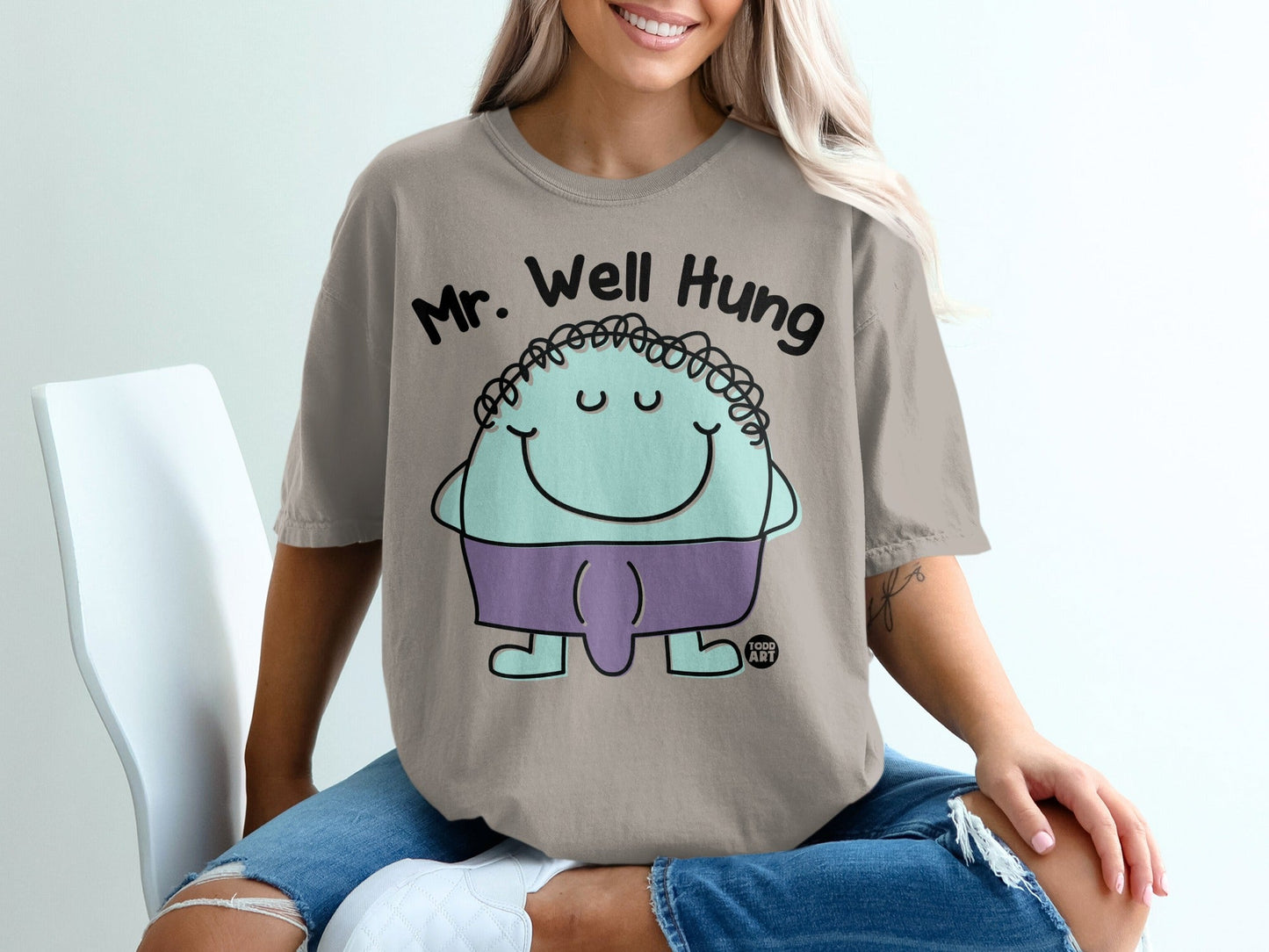 Mr. Well Hung Cartoon Character Graphic Tee