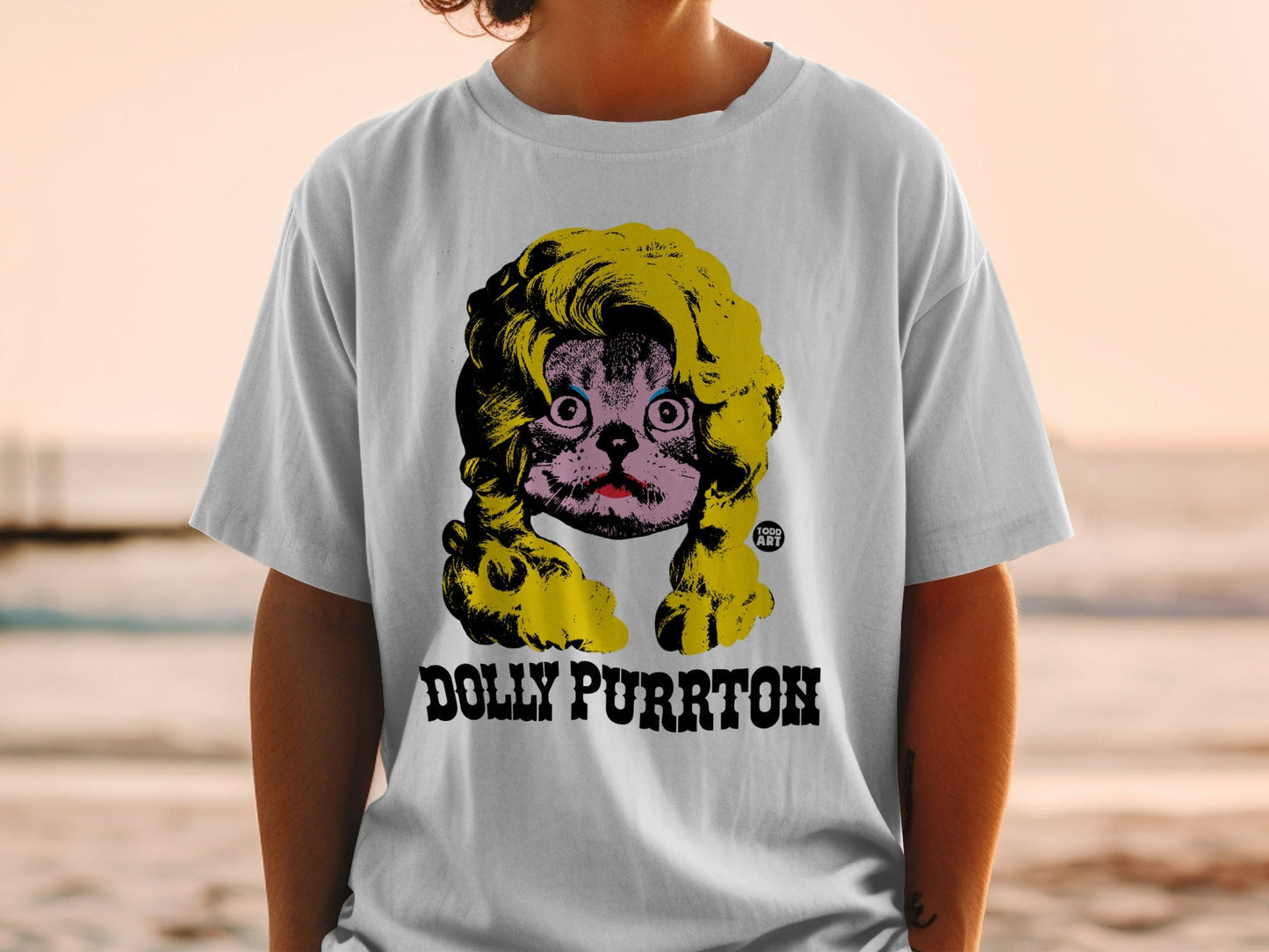 Dolly Purrton Graphic Tee With Fun Cat Design