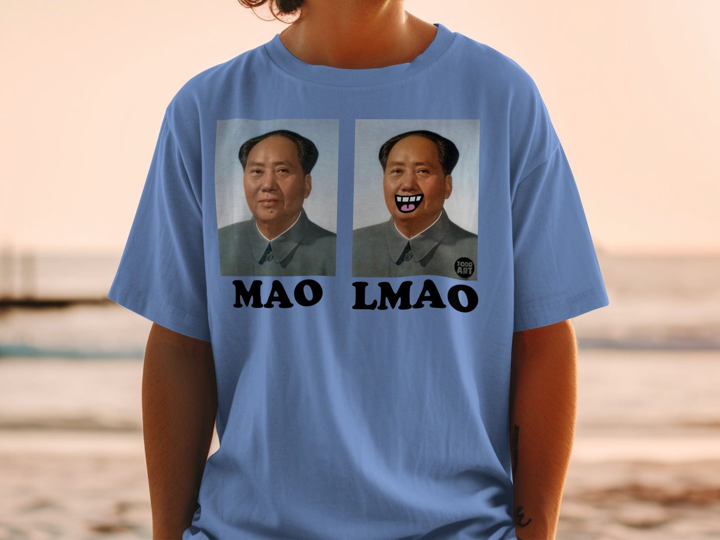 Mao LMAO meme style face humor blue apparel product type