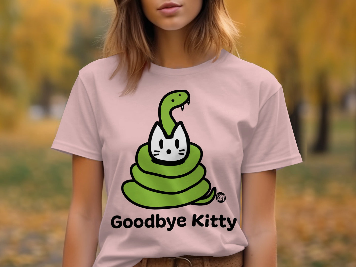 Goodbye Kitty Funny Snake Illustration Apparel