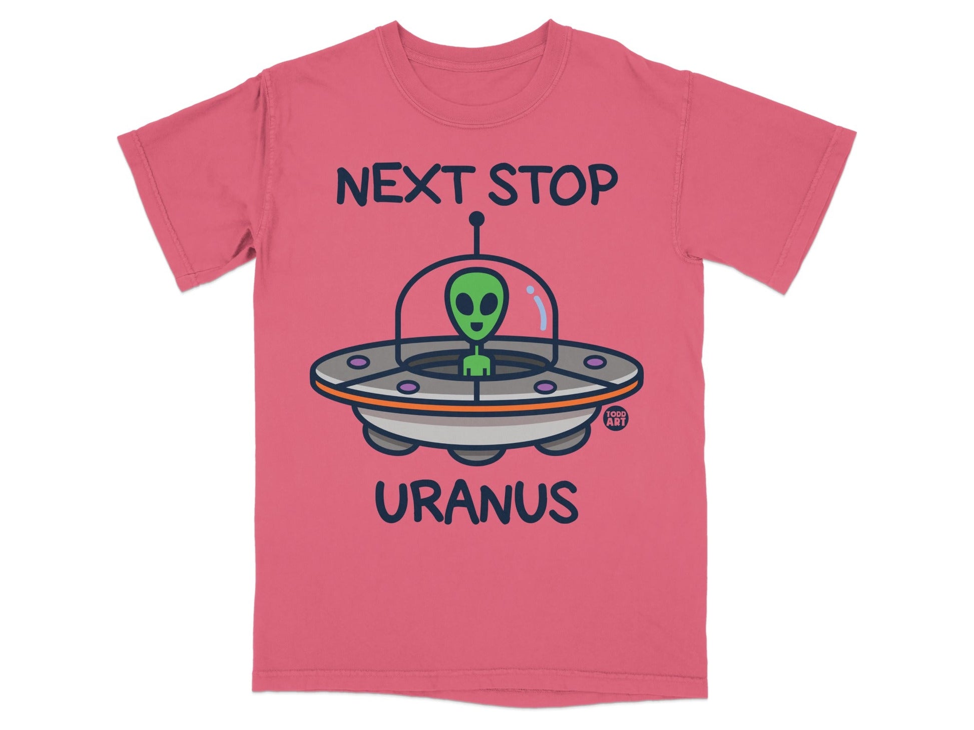 Next Stop Uranus Alien Spaceship Graphic T-Shirt
