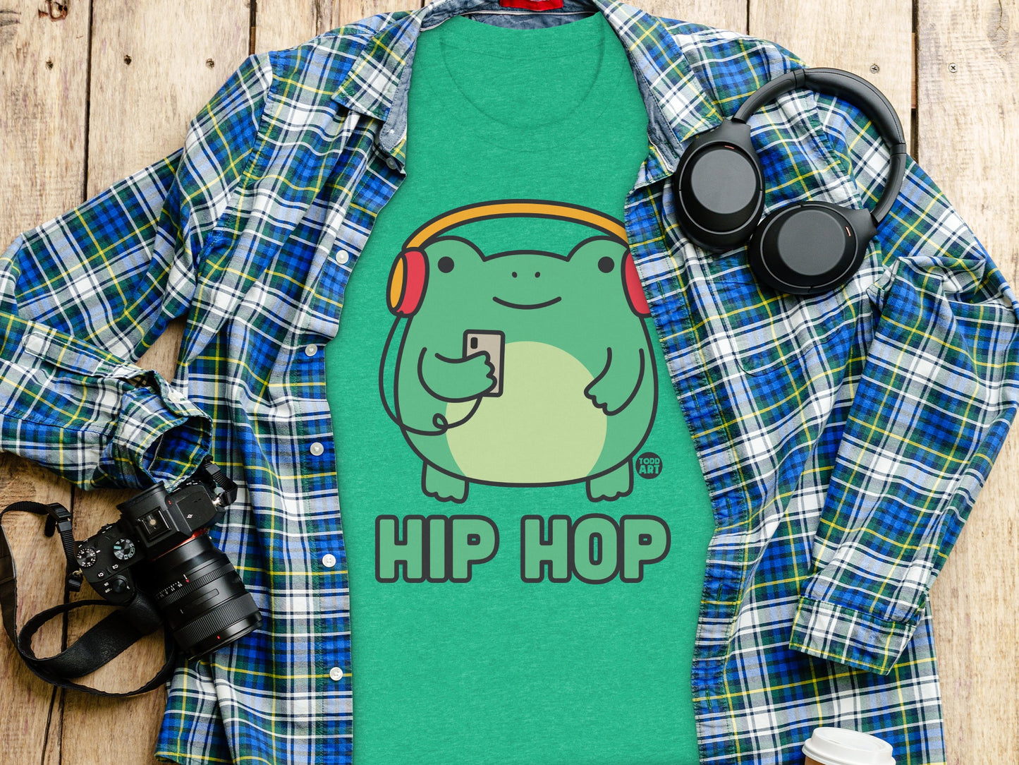 Fun Cartoon Frog Hip Hop Themed Headphone T-Shirt product