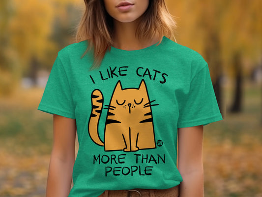 I Like Cats More Than People Graphic Tee Shirt