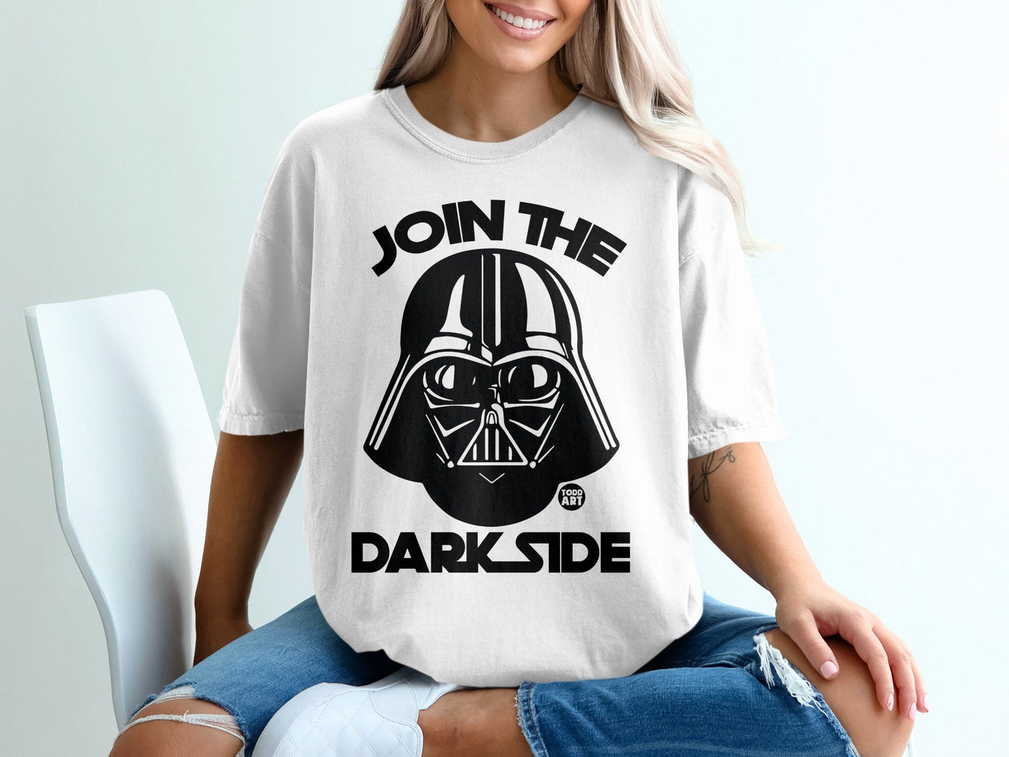 Darth Vader graphic t-shirt with "Join the Dark Side" text.