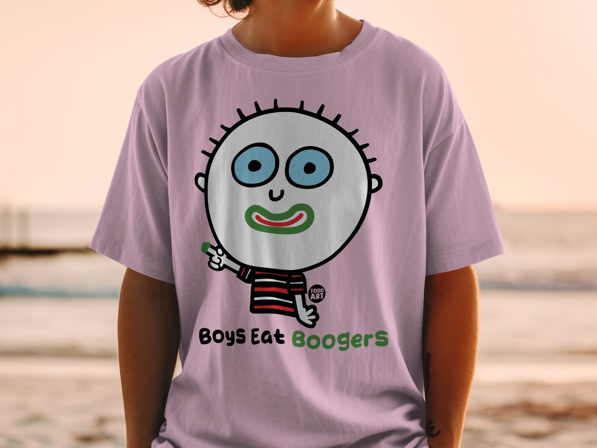 Boys Eat Boogers Cartoon Graphic T-shirt