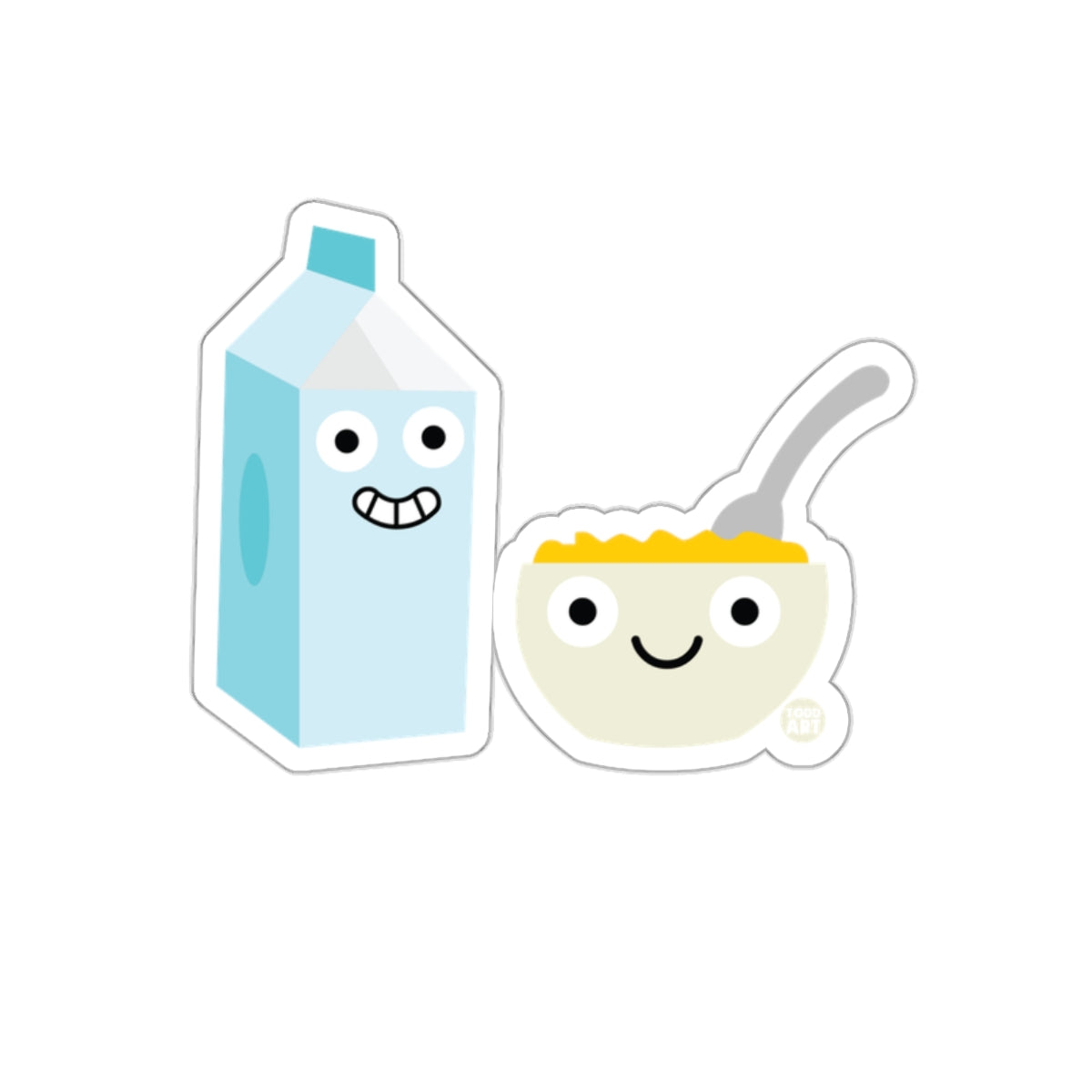 Smiling Cartoon Milk and Cereal Friends Sticker