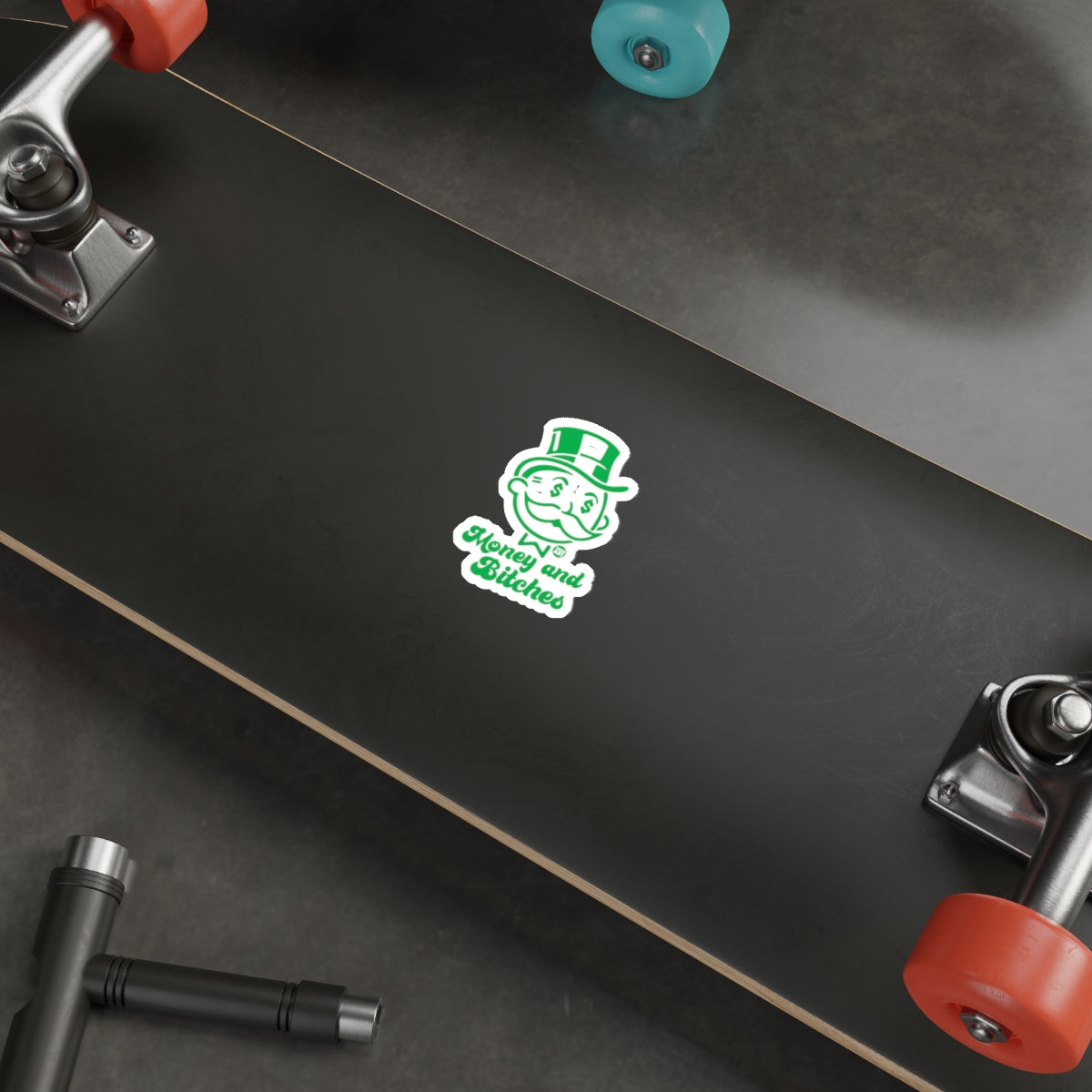 Money and Bitches' Monopoly Style Green Character Sticker 