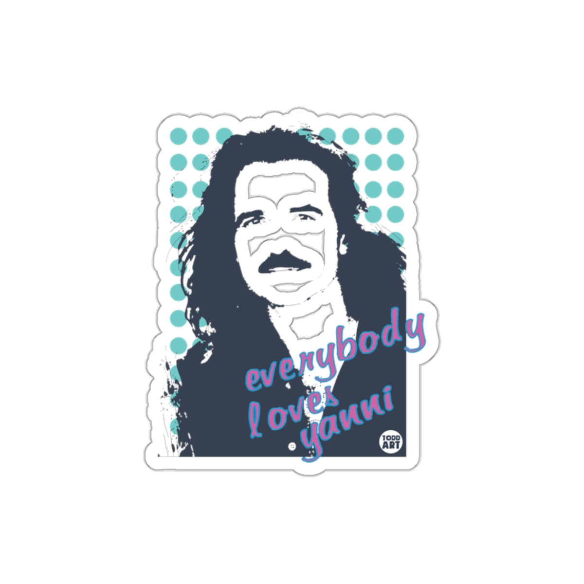 Everybody Loves Yanni Portrait with Dots sticker