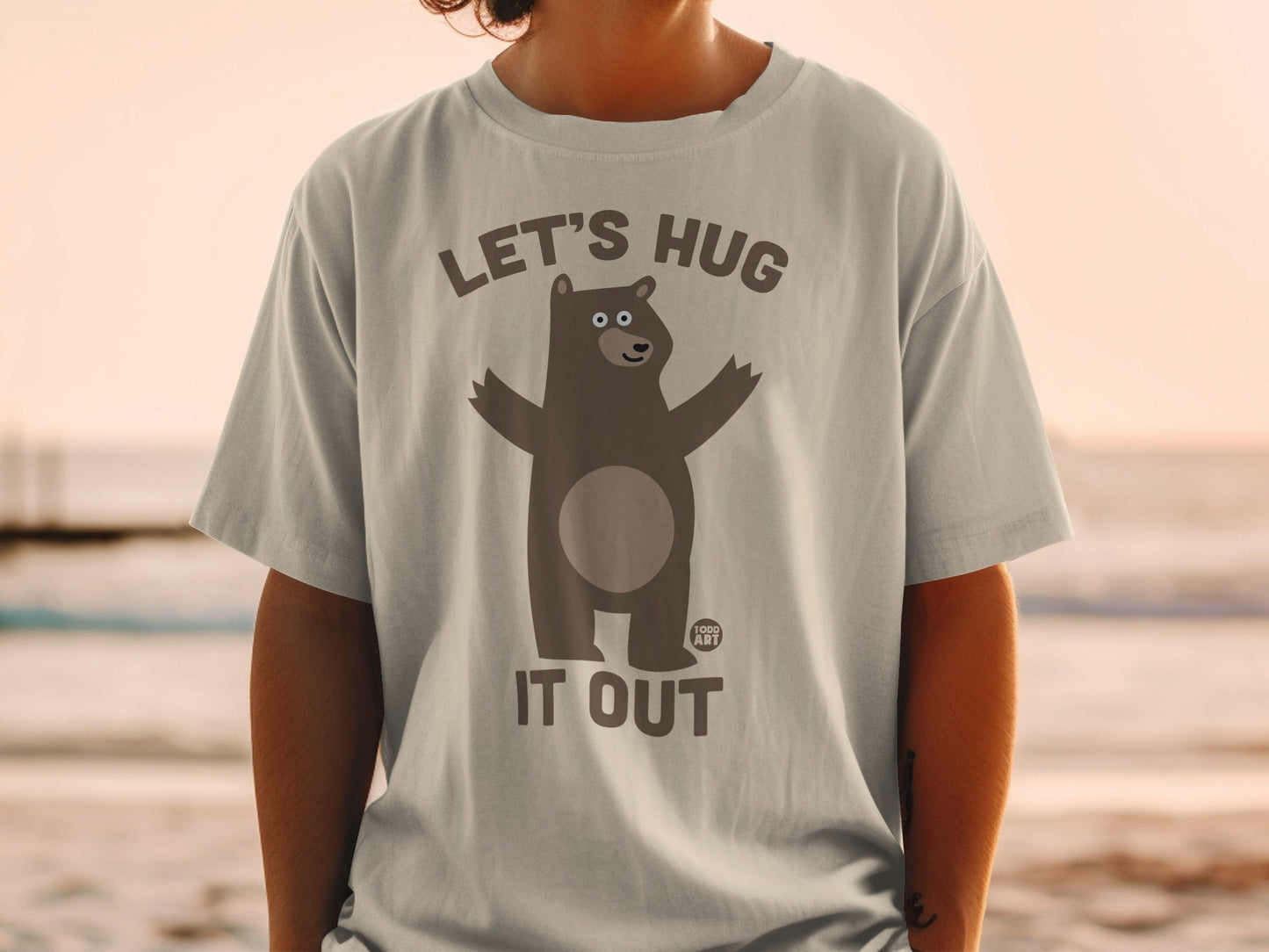 Let's Hug It Out Cute Bear Graphic T-shirt