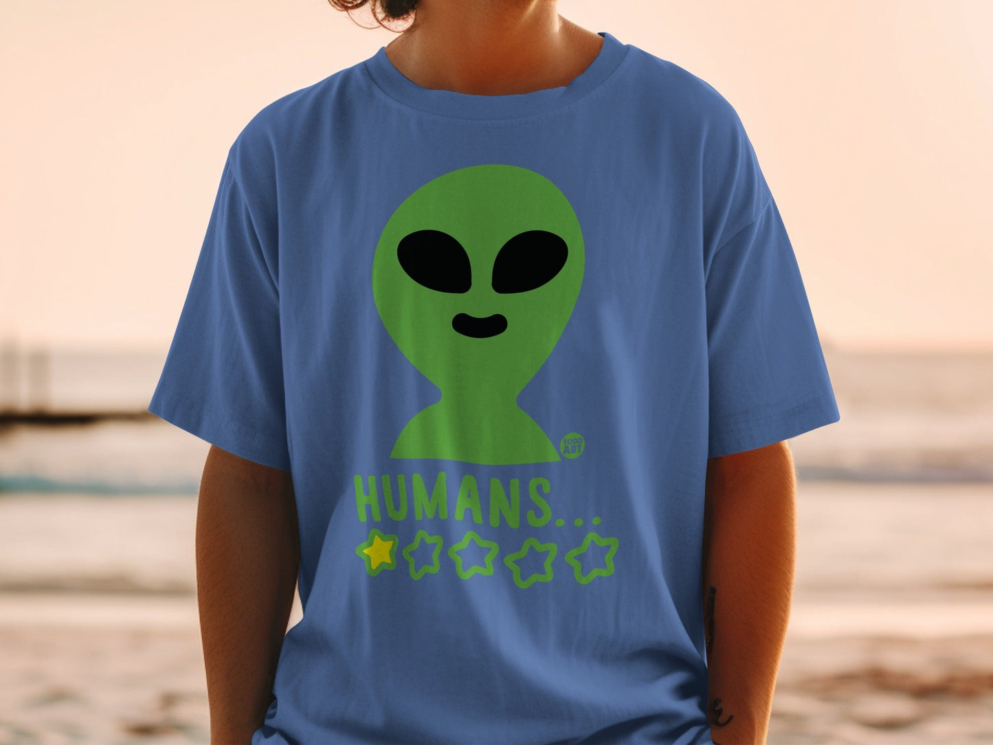 Humorous Alien 'Humans... ★★★' Graphic T-Shirt