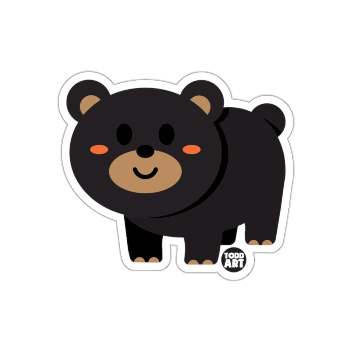 Cute Smiling Black Bear Art Sticker for Kids sticker