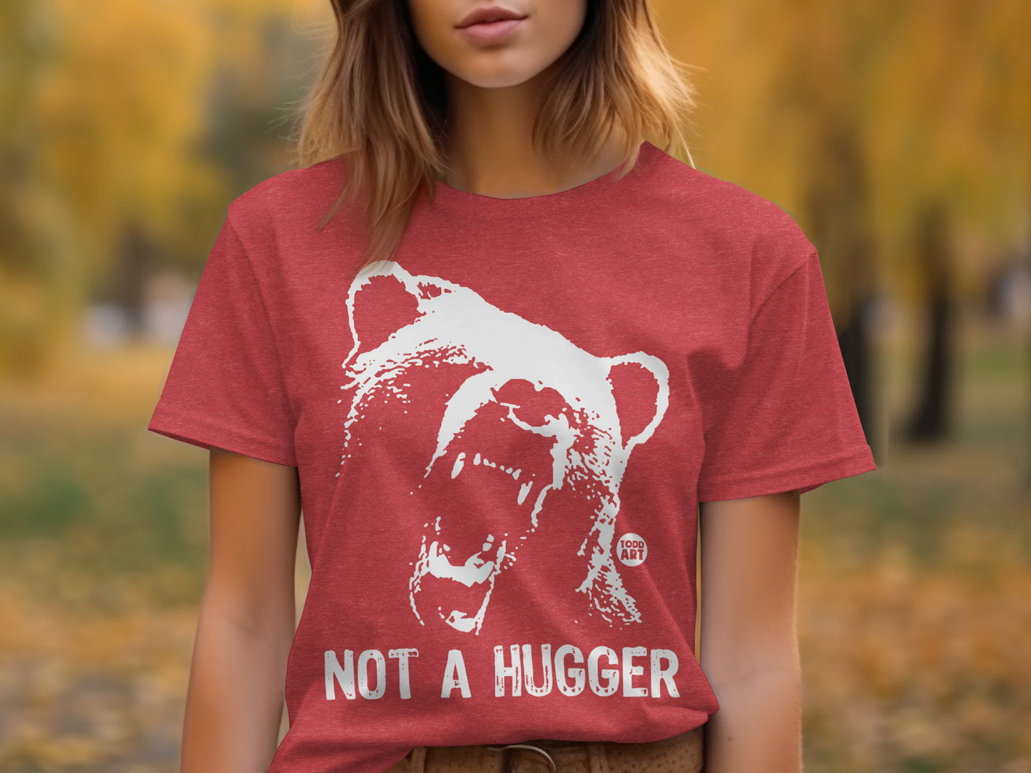 Not A Hugger Graphic Bear Roaring T-Shirt