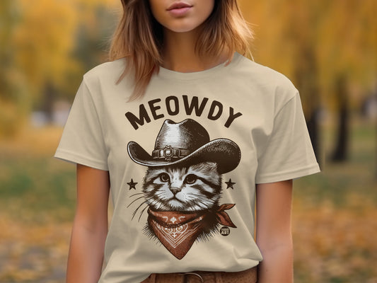 Meowdy Cute Cowboy Cat Graphic Design Shirt