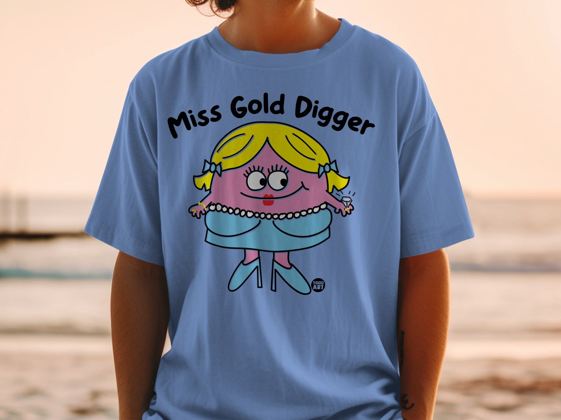 Miss Gold Digger Cartoon Character T-shirt