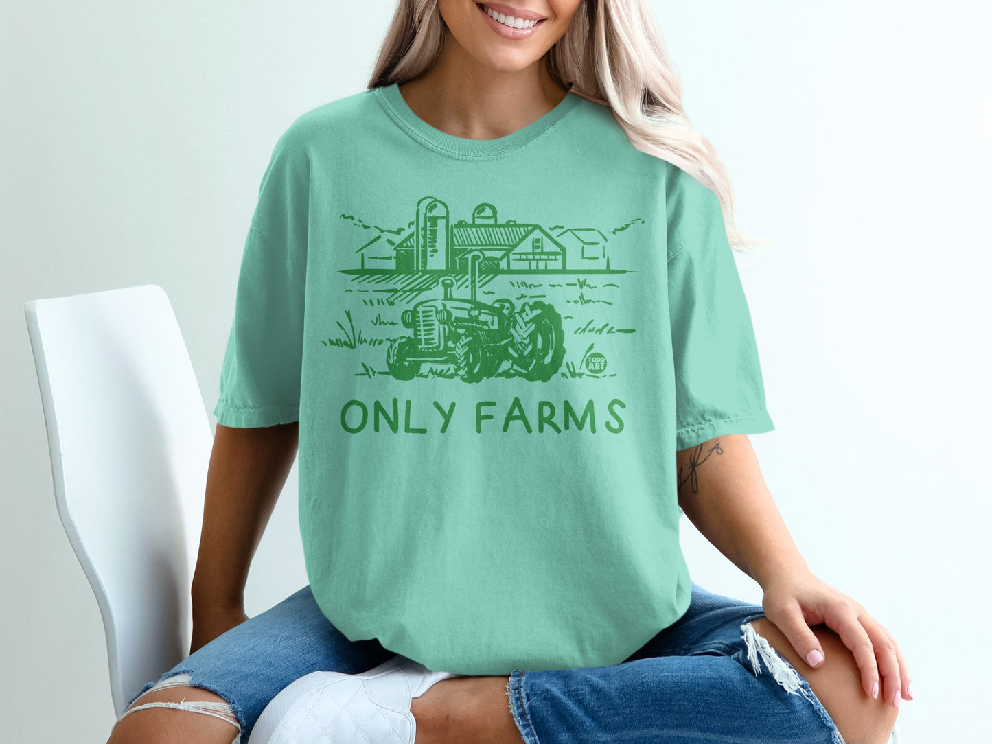 Farm Tractor Barn Silo ONLY FARMS Design T-Shirt product type
