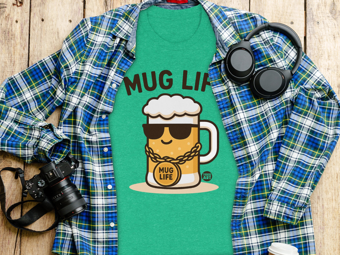 Mug Life Graphic Tee Shirt with Funky Beer Design
