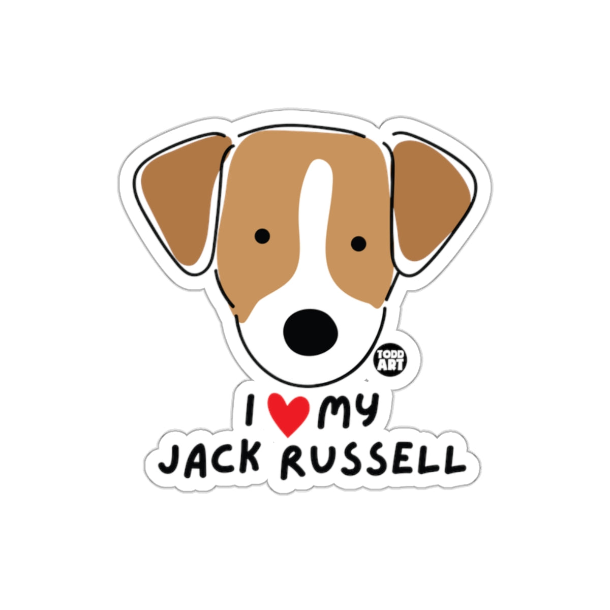 I Love My Jack Russell Heart Design Sticker