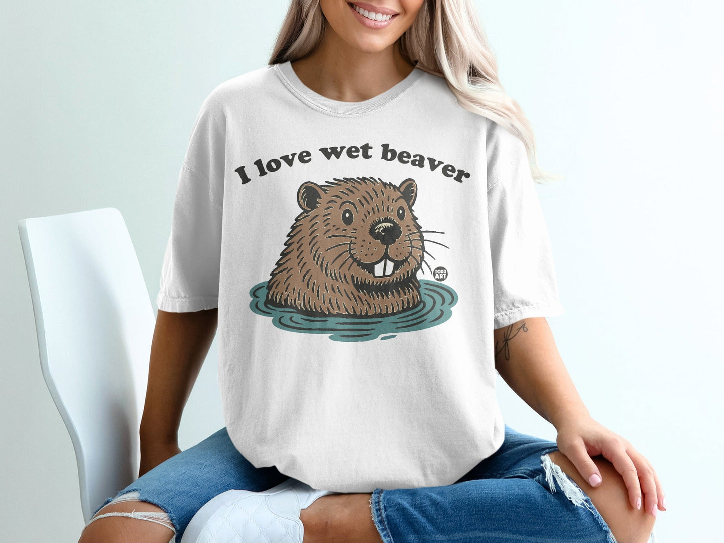 I Love Wet Beaver Graphic Tee Fun Animal Lover Apparel