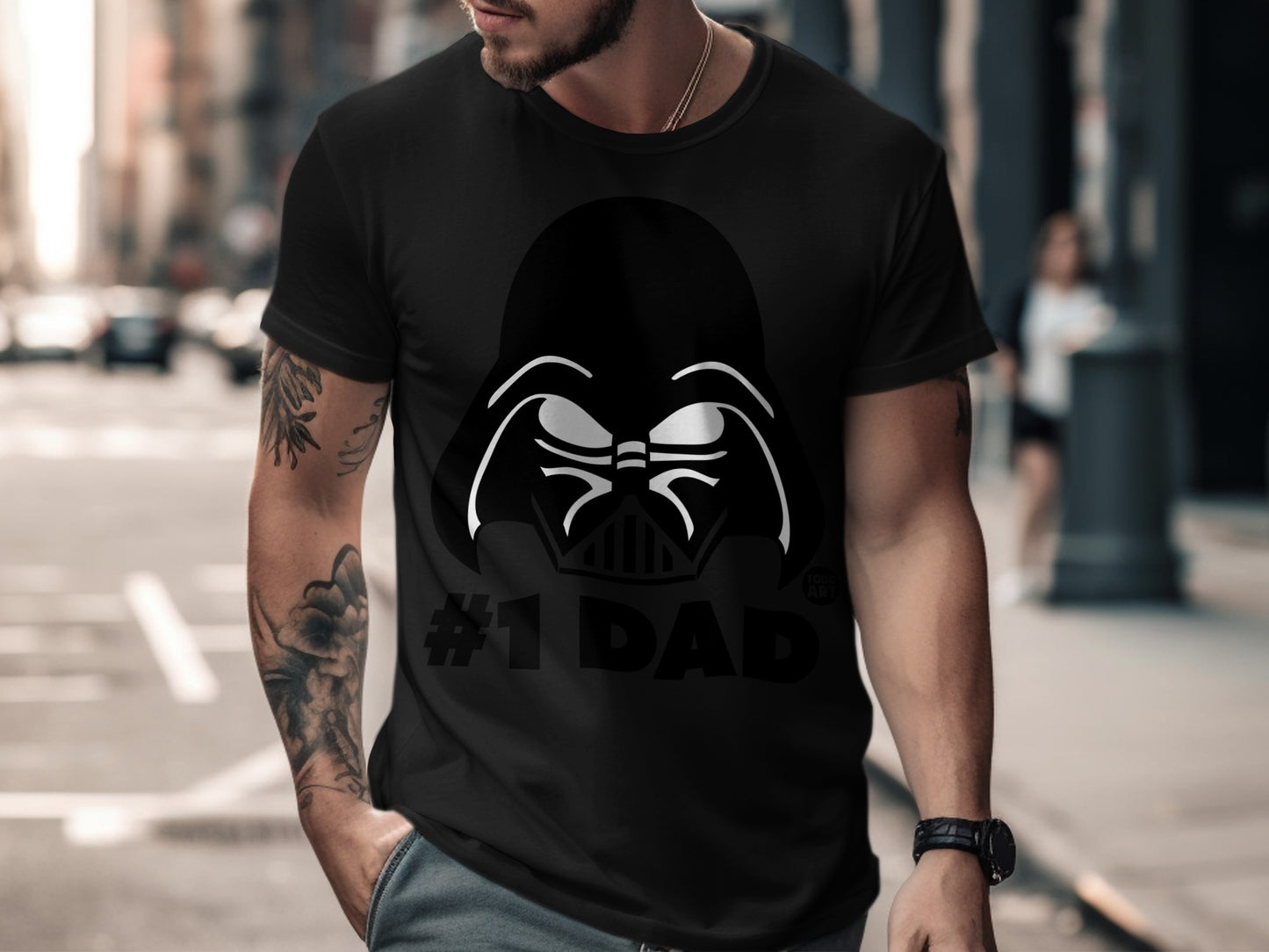 '#1 Dad Bold Graphic Darth Vader Black T-Shirt'