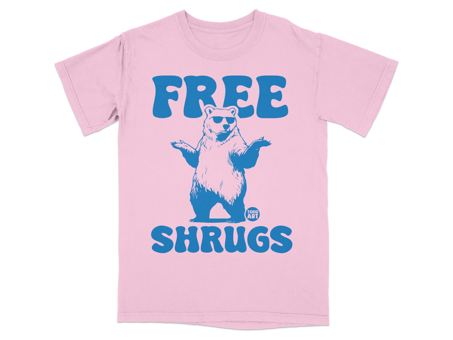 Free Shrugs Pink T-Shirt With Bear Graphic Design