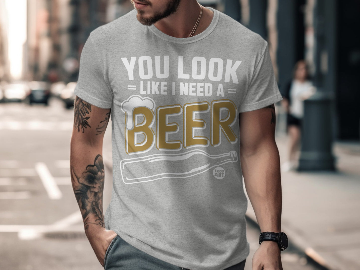 You Look Like I Need A Beer Funny Graphic Tee Shirt