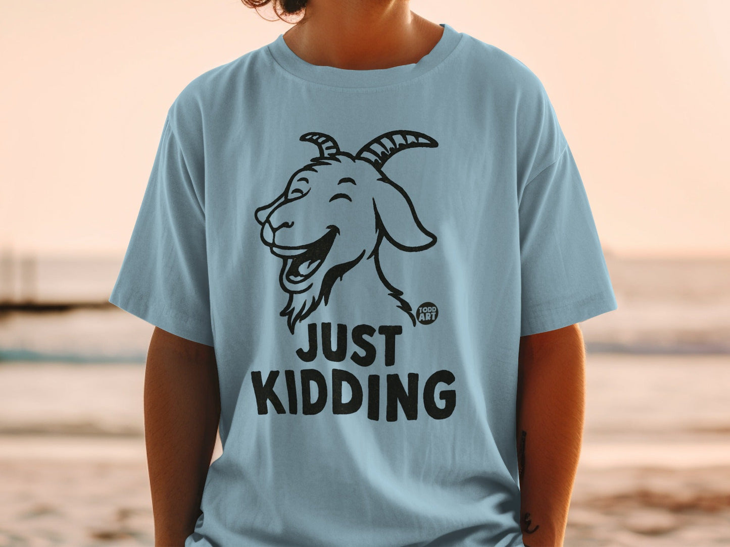 Funny Just Kidding Goat Graphic T-Shirt for Adults