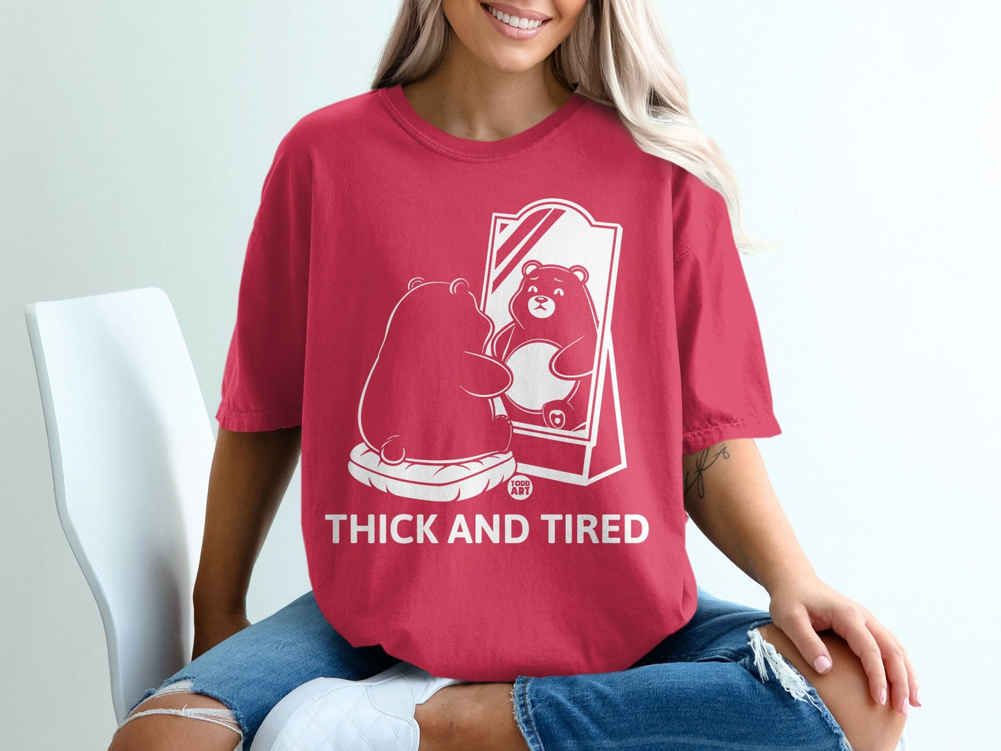 Thick and Tired Bear Illustration T-Shirt