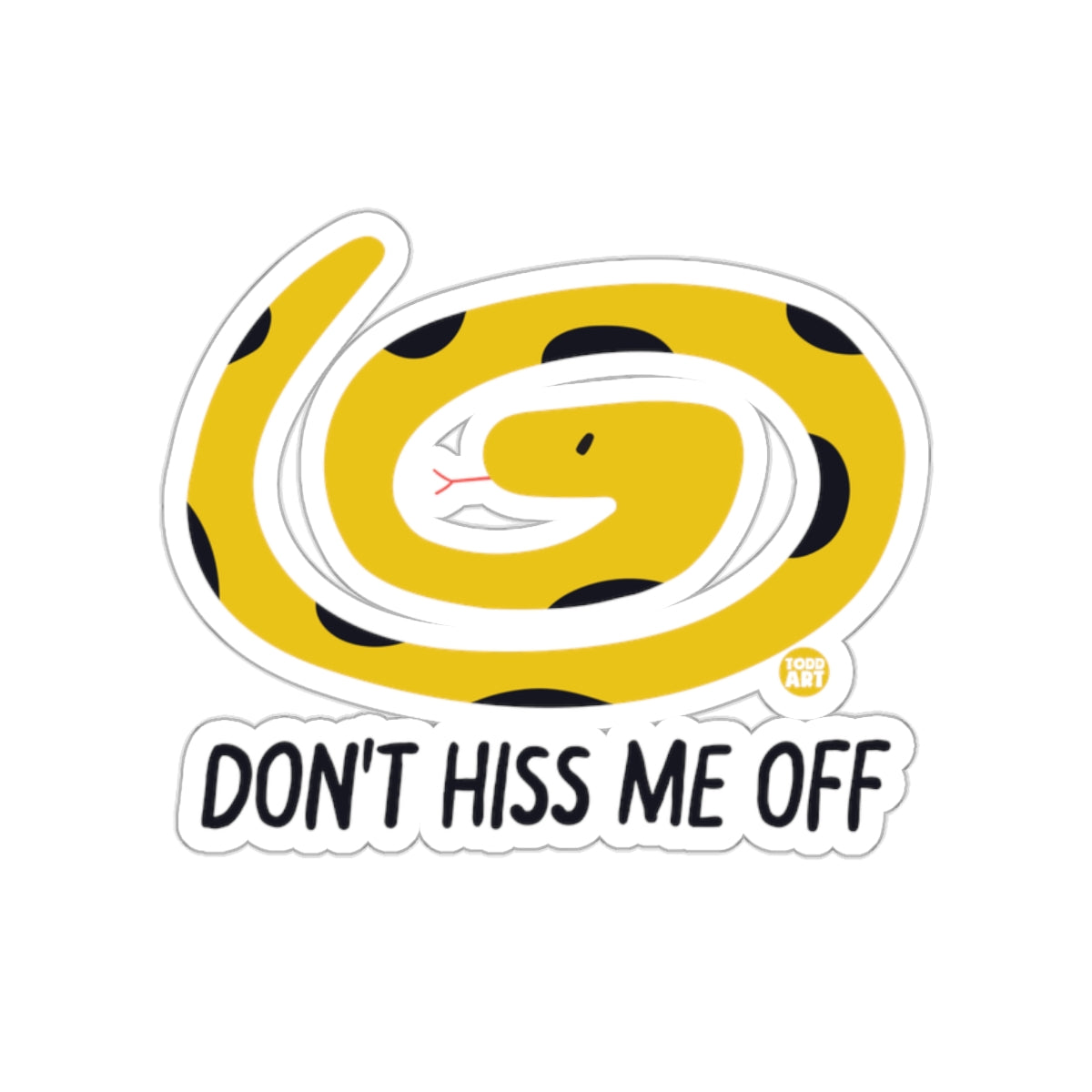 Yellow Snake Don't Hiss Me Off Funny Coiled Reptile sticker