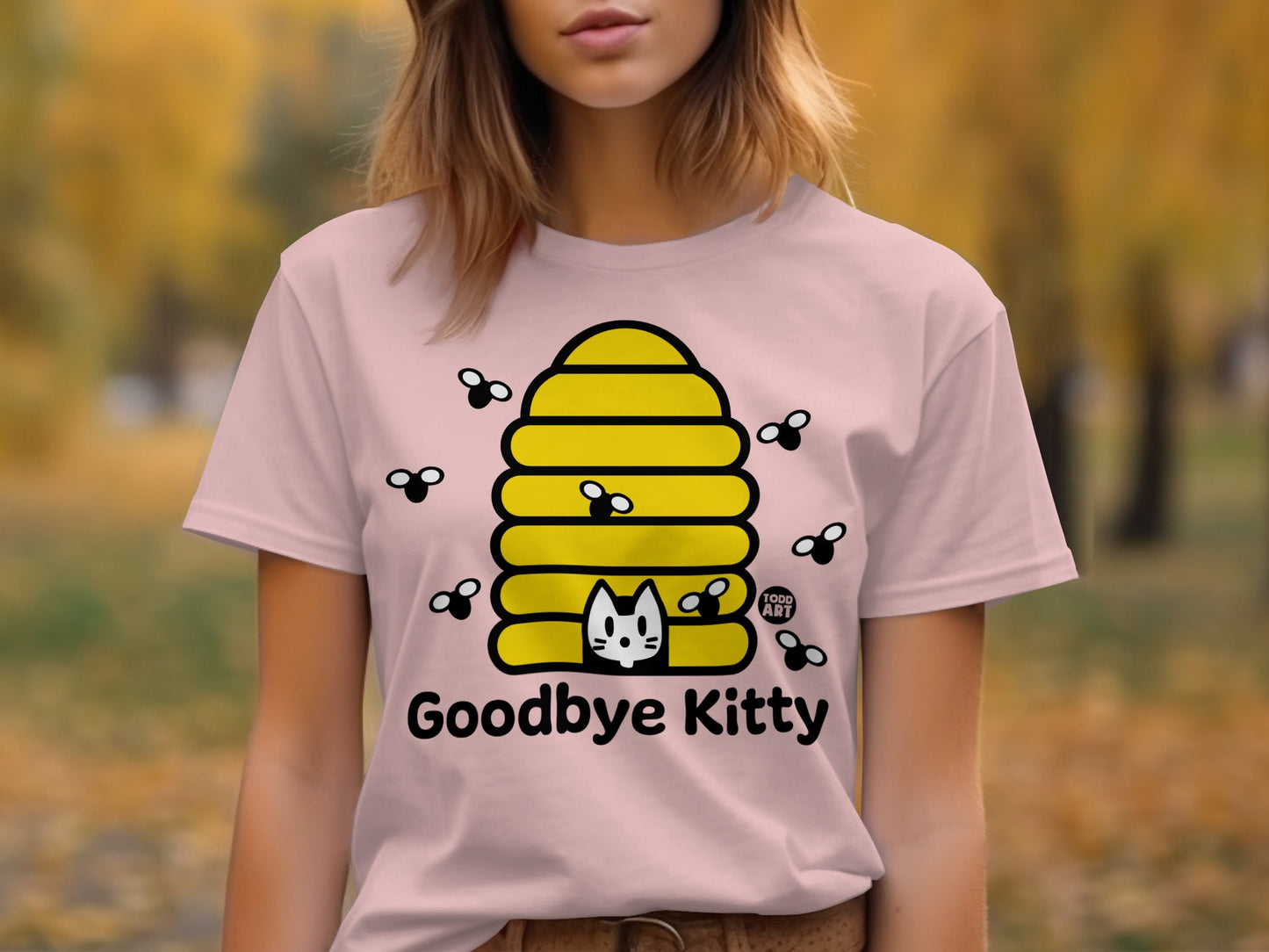 Adorable Goodbye Kitty Beehive Graphic Shirt