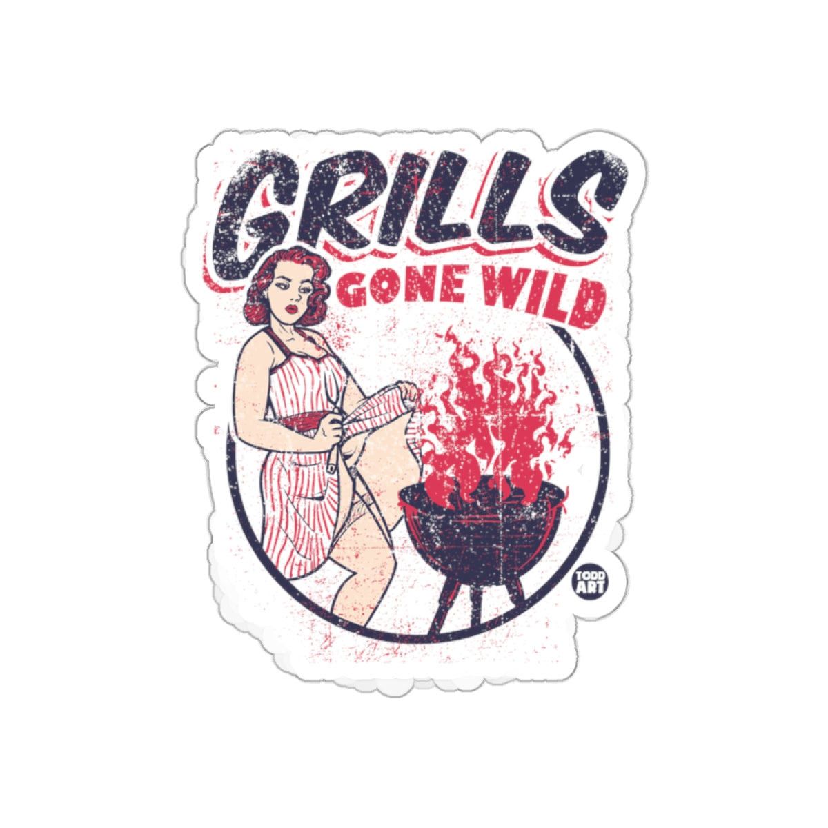 Grills Gone Wild Vintage Retro BBQ Sticker Decal