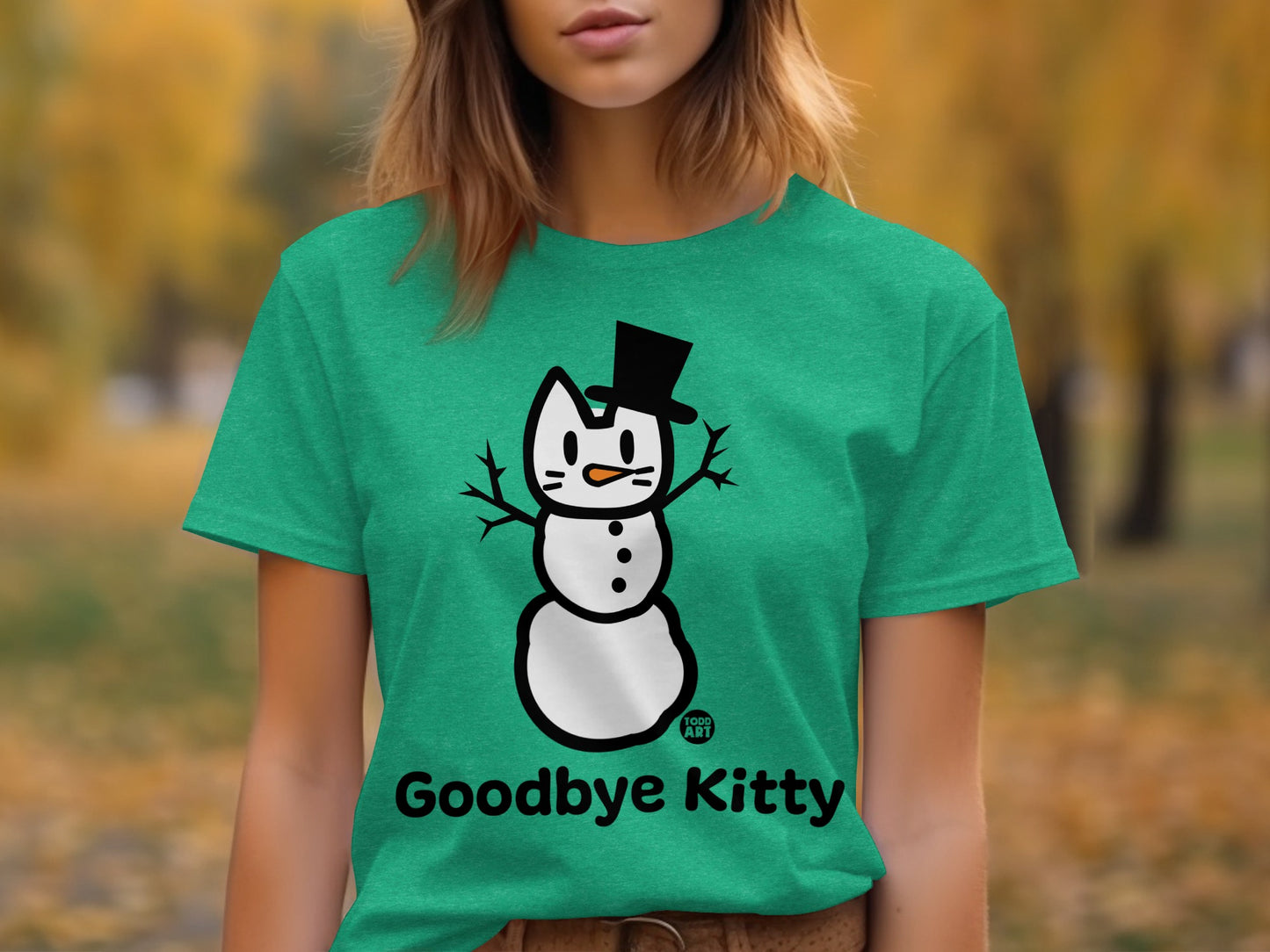 Goodbye Kitty Snowman Graphic T-Shirt for Winter
