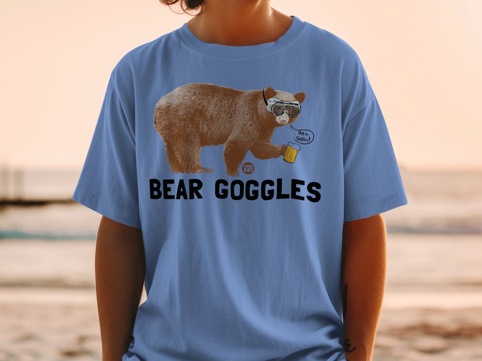 Funny Bear Goggles Shirt with Beer and Goggles Graphic