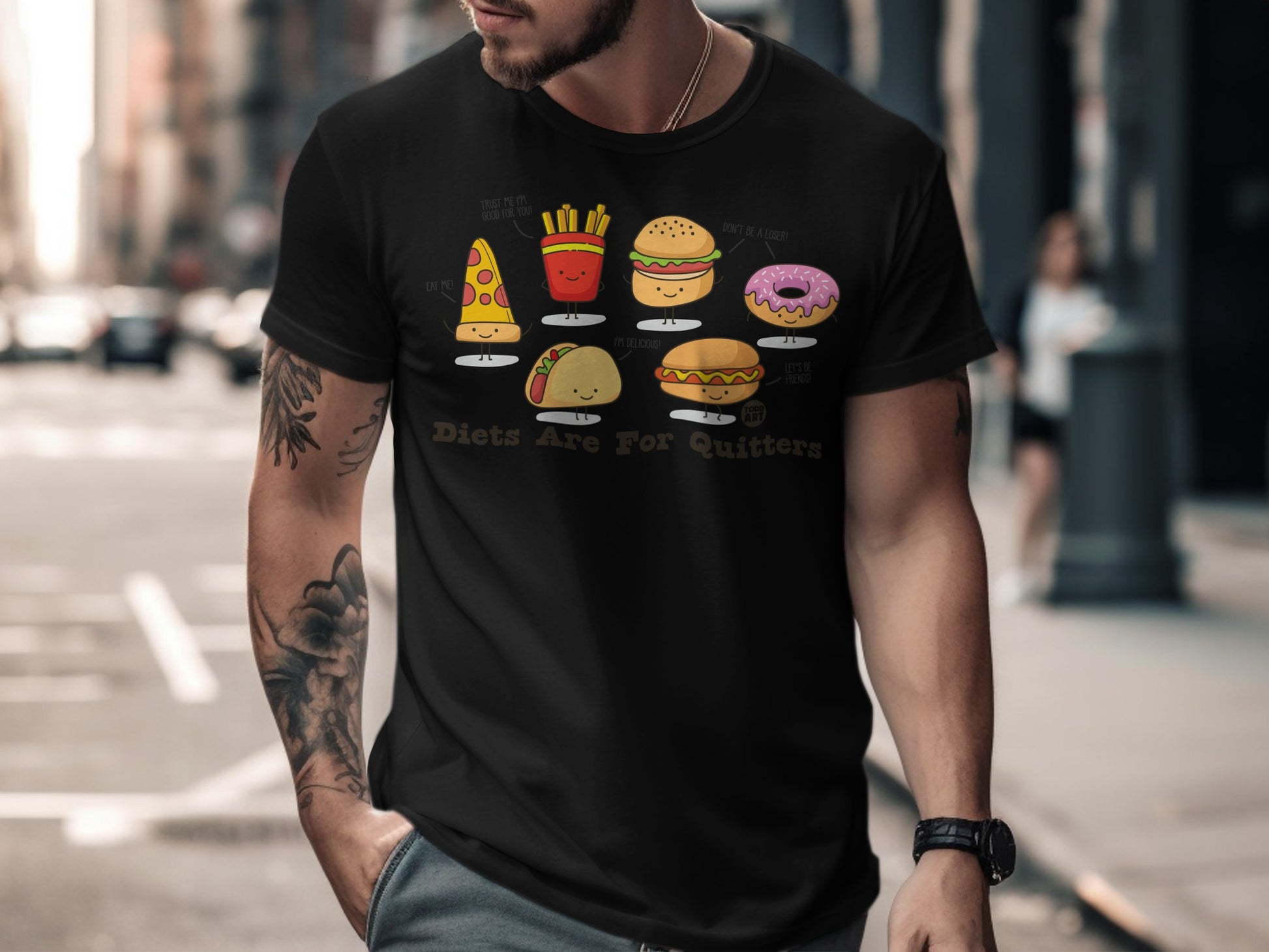 Diets Are For Quitters Funny Food Graphic T-Shirt