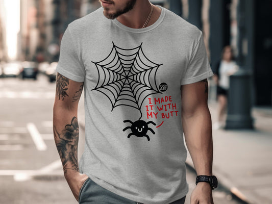 Funny Spider Web Design Shirt with Humorous Text