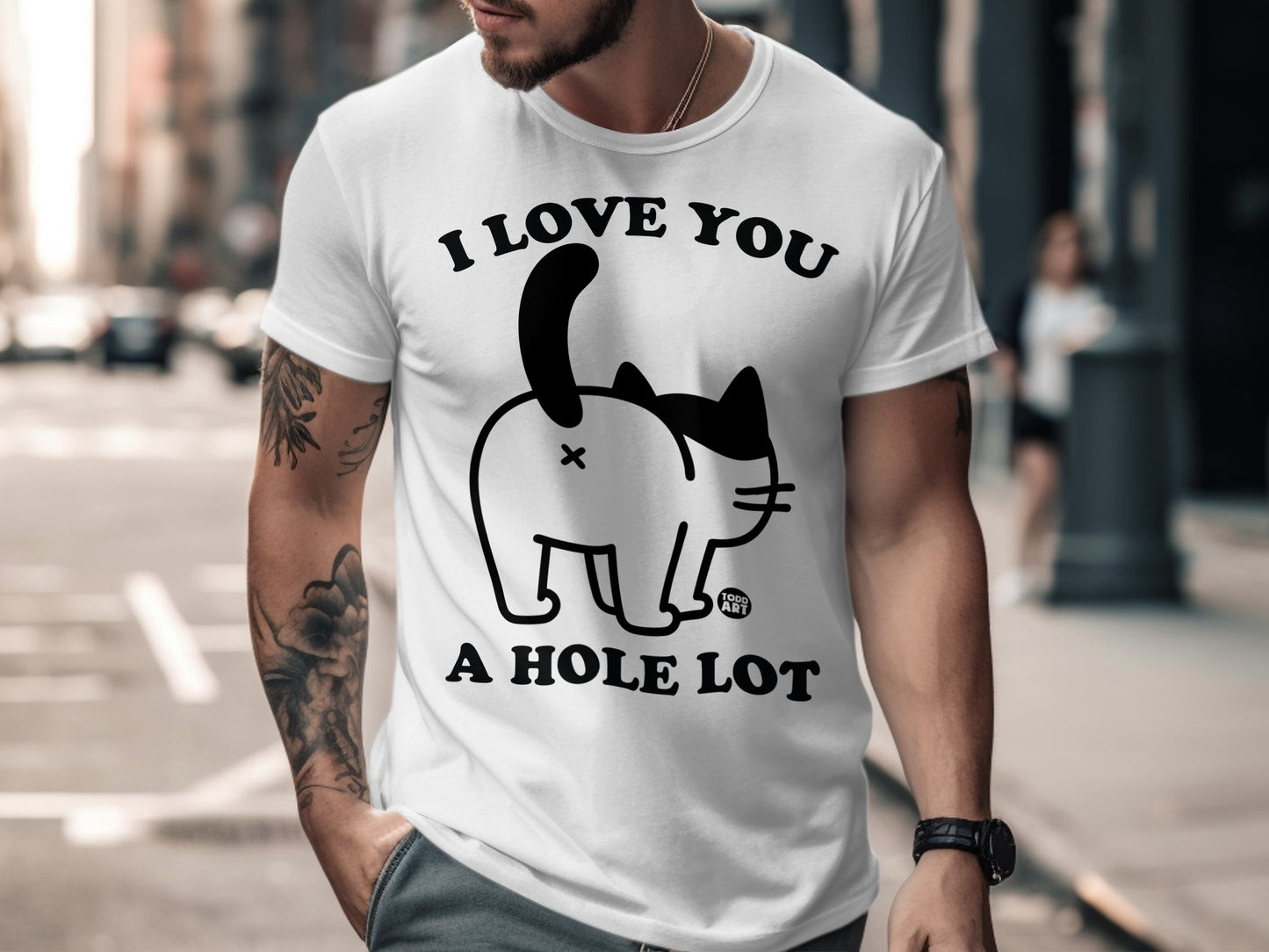 I Love You A Hole Lot Funny Cat Graphic T-Shirt
