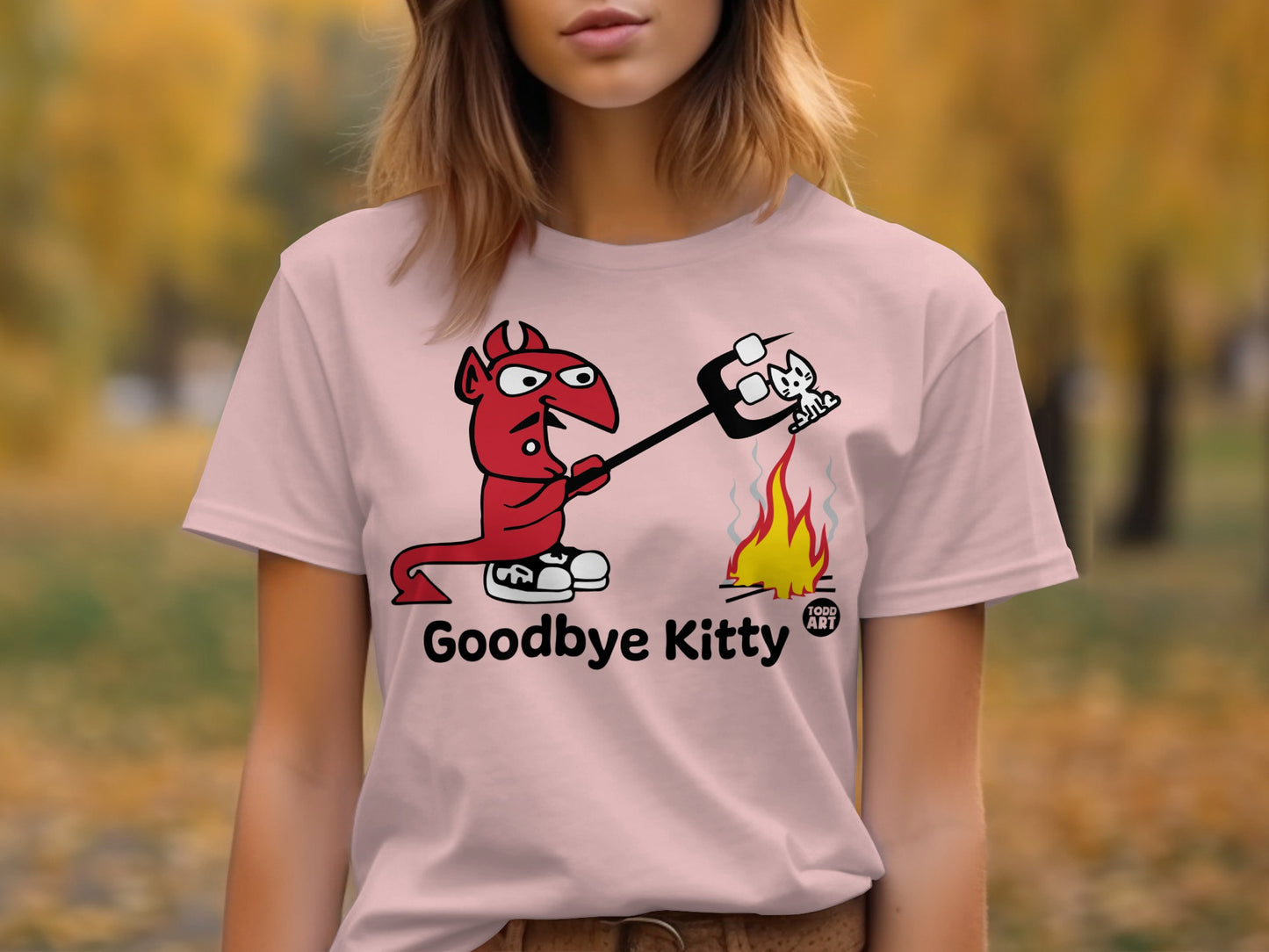 Goodbye Kitty Funny Graphic T-Shirt Design