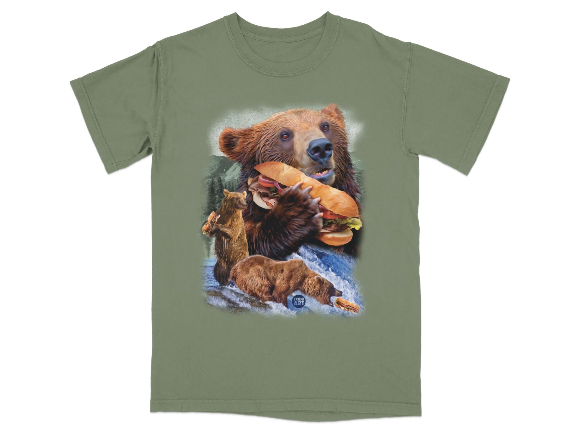 Bear Eating Sandwich Funny Graphic T-shirt Product