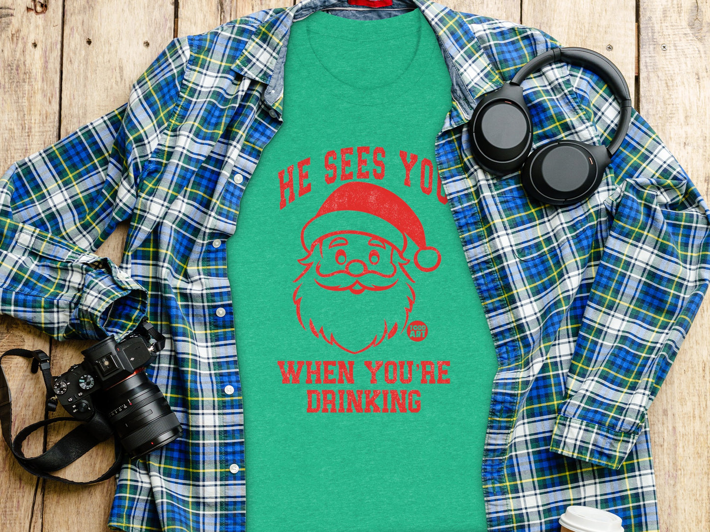Funny Santa He Sees You When You Are Drinking Shirt