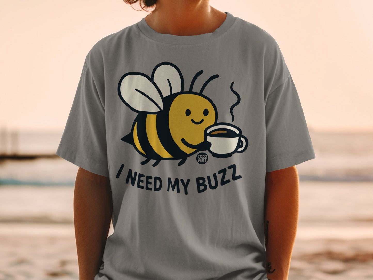 I Need My Buzz Coffee Bee Graphic T-Shirt