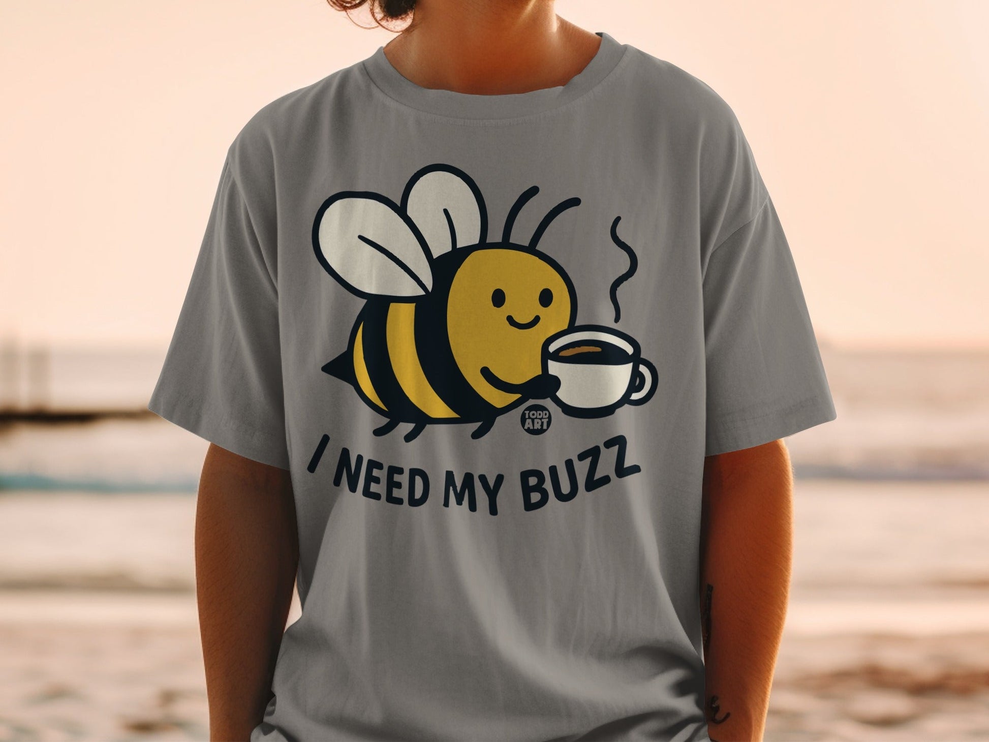 I Need My Buzz Coffee Bee Graphic T-Shirt