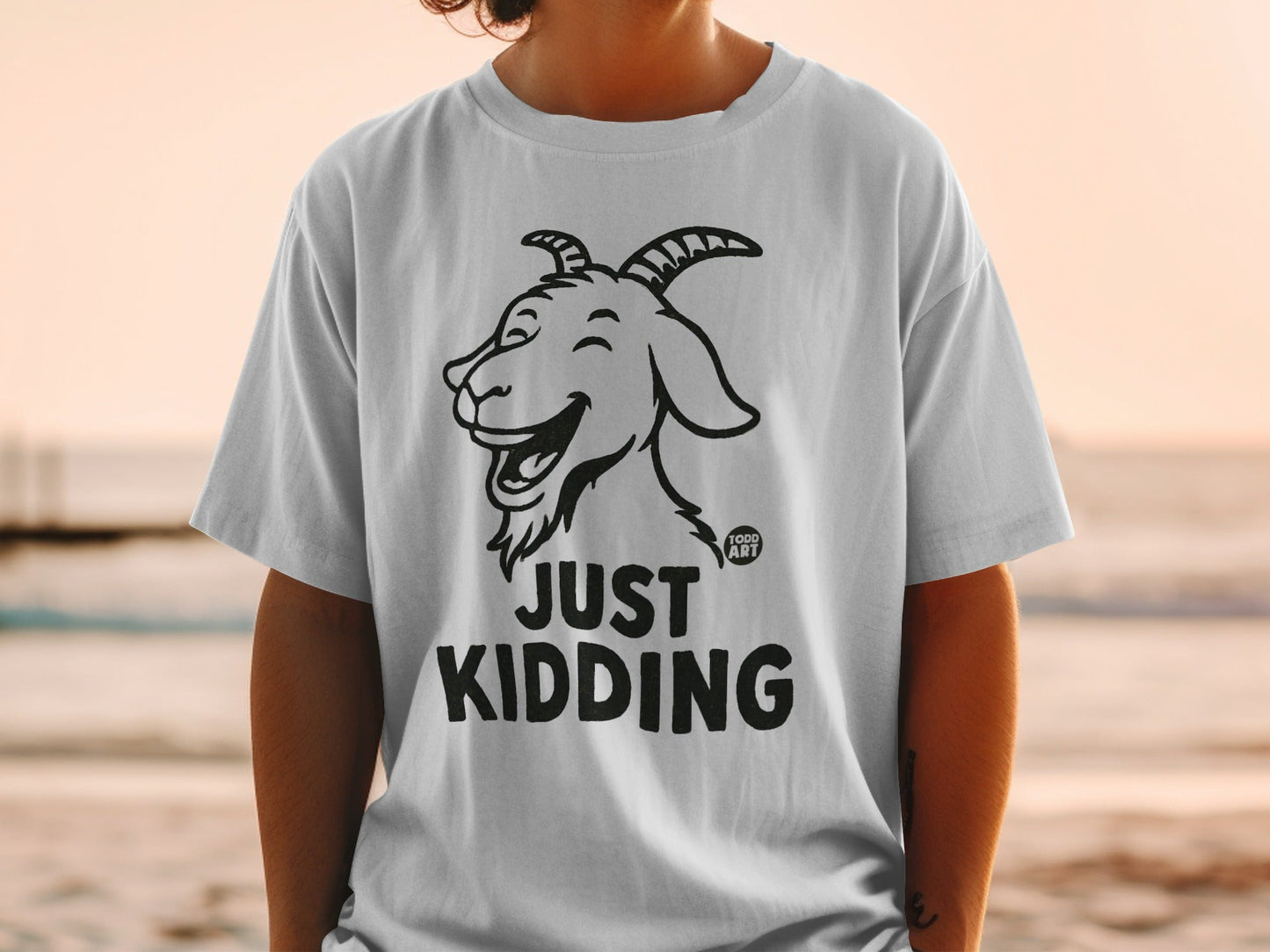 Just Kidding Goat Graphic Tee Shirt Fun Tshirt
